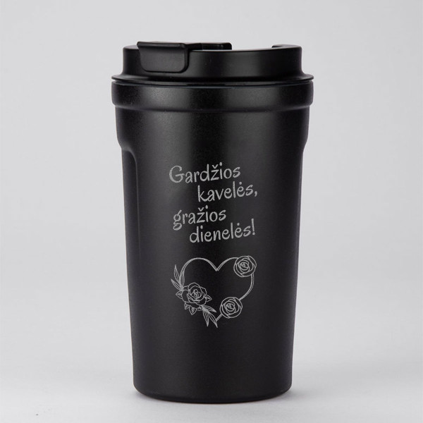 Metalinis termopuodelis "Gardžios kavelės, gražios dienelės" (400ml) Metalinis termopuodelis "Gardžios kavelės, gražios dienelės" (400ml)