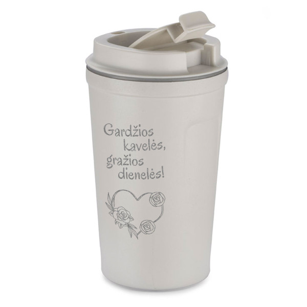 Metalinis termopuodelis "Gardžios kavelės, gražios dienelės" (400ml) Metalinis termopuodelis "Gardžios kavelės, gražios dienelės" (400ml)