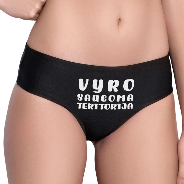 Moteriški apatiniai su spauda priekyje "Vyro saugoma teritorija" Moteriški apatiniai su spauda priekyje "Vyro saugoma teritorija"