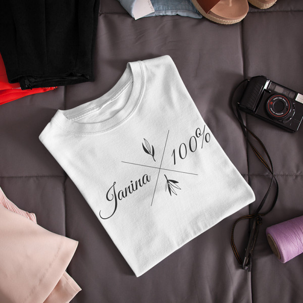 Moteriški marškinėliai "Janina 100%"
