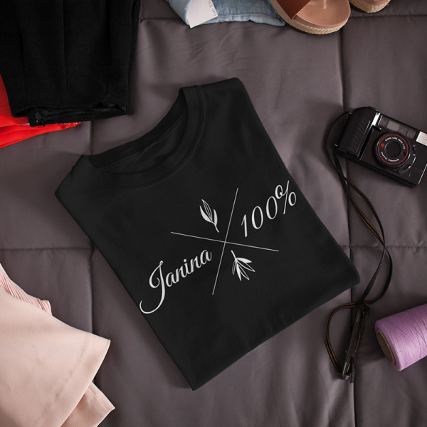 Moteriški marškinėliai "Janina 100%"
