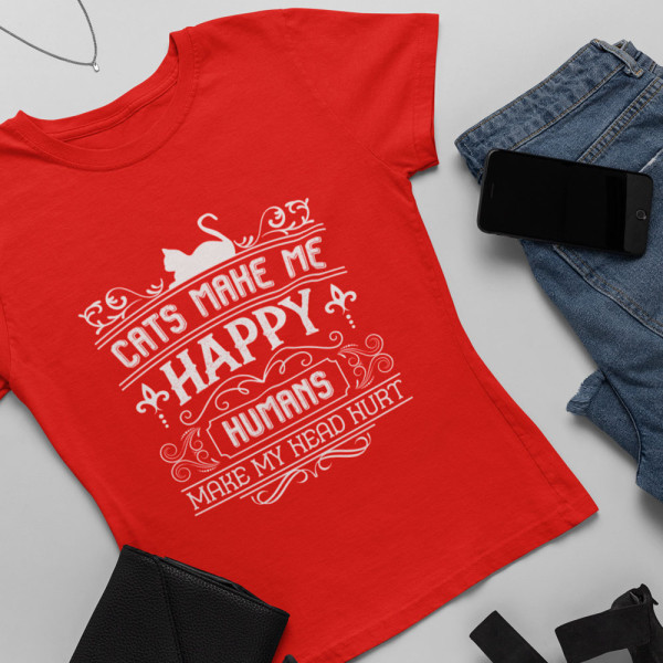 Moteriški marškinėliai "Cats make me happy"