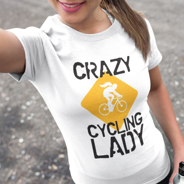 Moteriški marškinėliai "Crazy cycling lady" Moteriški marškinėliai "Crazy cycling lady"