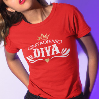 Moteriški marškinėliai "Gimtadienio diva"