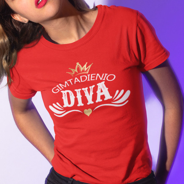 Moteriški marškinėliai "Gimtadienio diva"