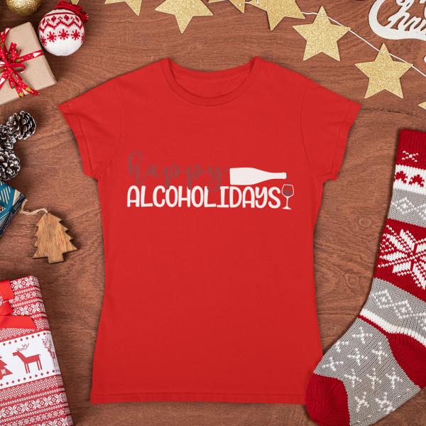 Moteriški marškinėliai "Happy alcoholidays"