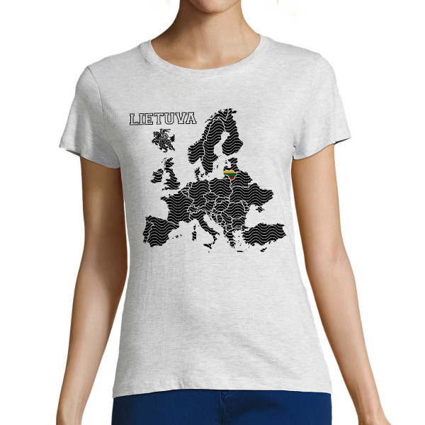 Moteriški marškinėliai "Lietuva Europos Širdyje"