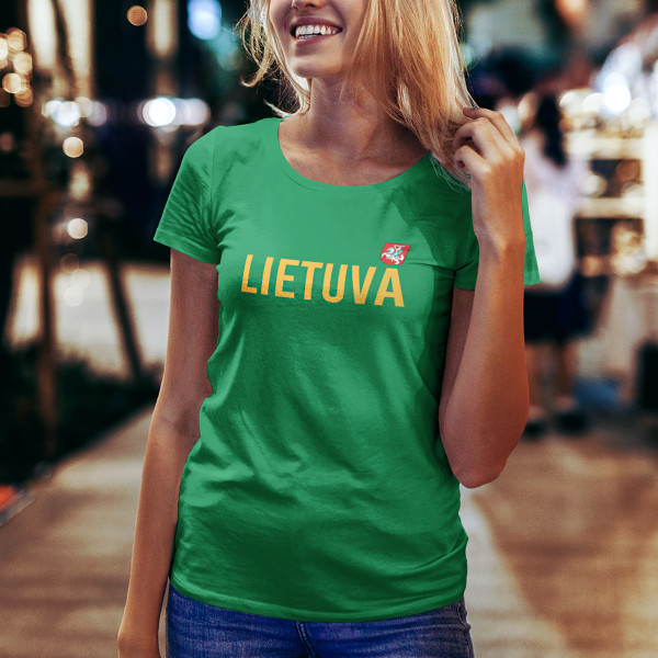 Moteriški marškinėliai "Lietuva su herbu"