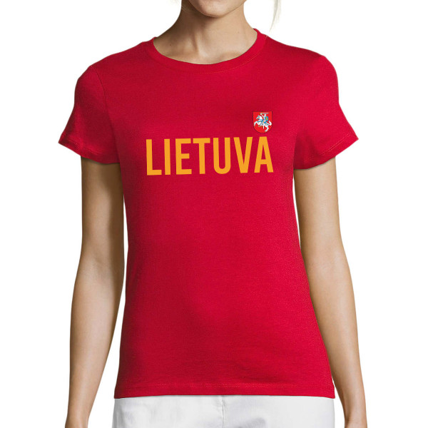 Moteriški marškinėliai "Lietuva su herbu"