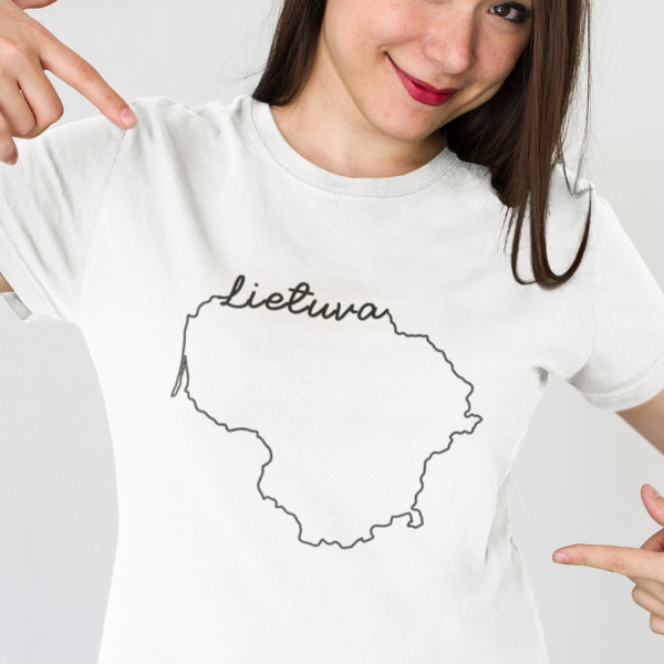 Moteriški marškinėliai "Lietuvos žemėlapio kontūrai"