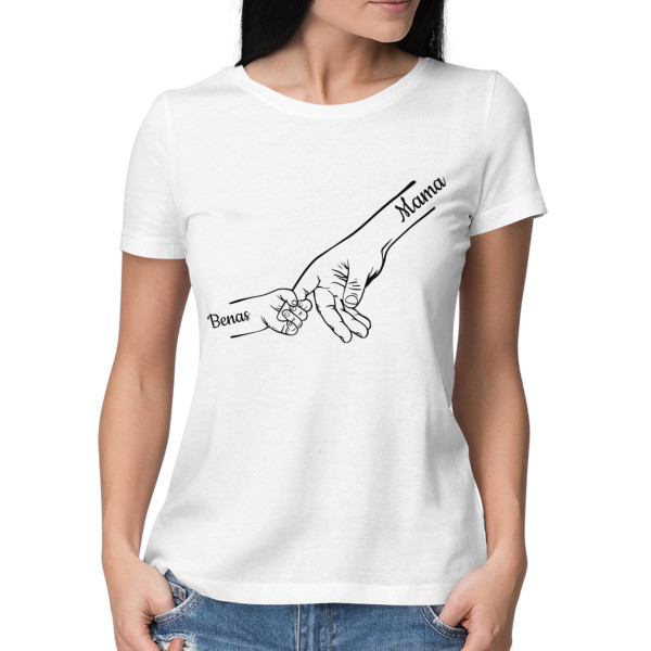 Moteriški marškinėliai "Mama ir vaikai" su pasirinktais vaikų vardais