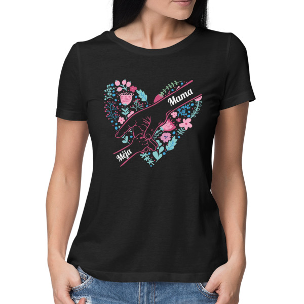 Moteriški marškinėliai "Mamos širdis" su pasirinktais vaikų vardais