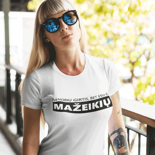 Moteriški marškinėliai "Nenoriu girtis" su Jūsų pasirinktu miestu