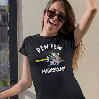 Moteriški marškinėliai "Pew Pew Vienaragis"