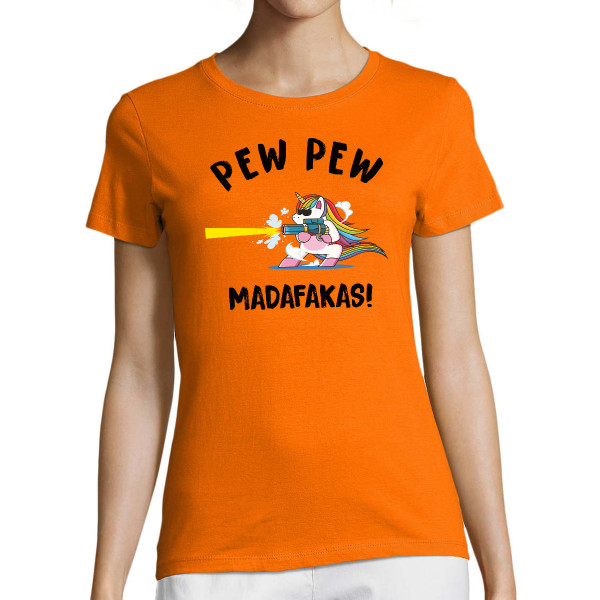 Moteriški marškinėliai "Pew Pew Vienaragis"
