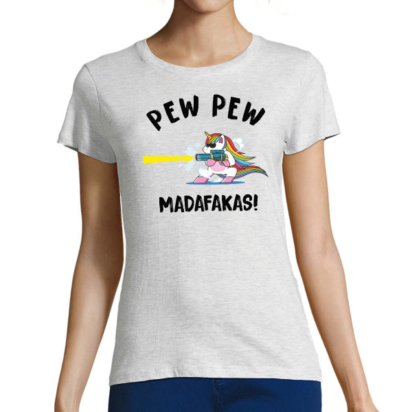 Moteriški marškinėliai "Pew Pew Vienaragis"