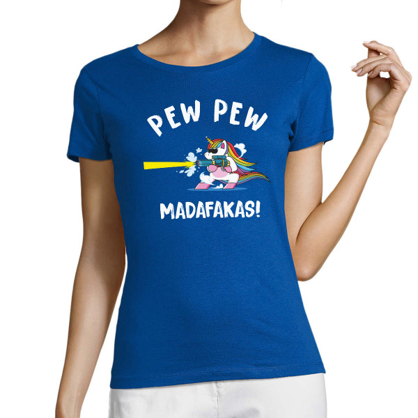 Moteriški marškinėliai "Pew Pew Vienaragis"