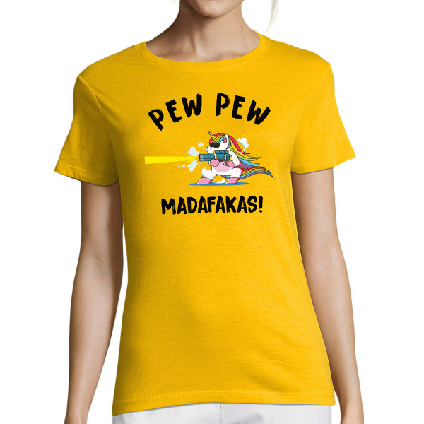 Moteriški marškinėliai "Pew Pew Vienaragis"