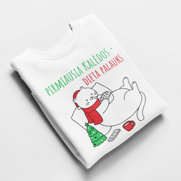 Moteriški marškinėliai „Pirmiausia Kalėdos - dieta palauks“ Moteriški marškinėliai „Pirmiausia Kalėdos - dieta palauks“