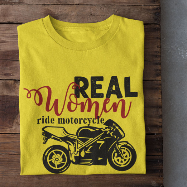 Moteriški marškinėliai "Real women ride motorcycle" Moteriški marškinėliai "Real women ride motorcycle"