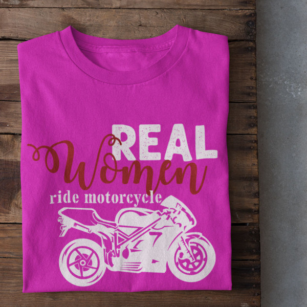 Moteriški marškinėliai "Real women ride motorcycle" Moteriški marškinėliai "Real women ride motorcycle"