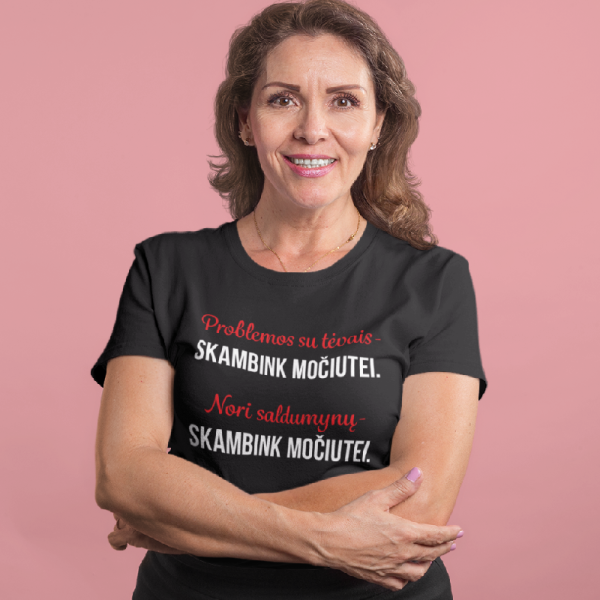 Moteriški marškinėliai "Skambink močiutei" Moteriški marškinėliai "Skambink močiutei"