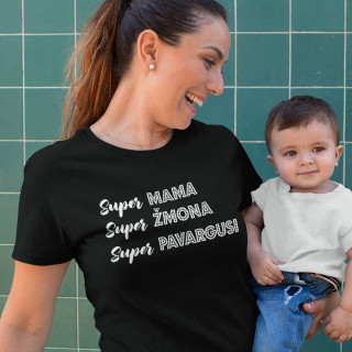 Moteriški marškinėliai "Super mama apibūdinimas"