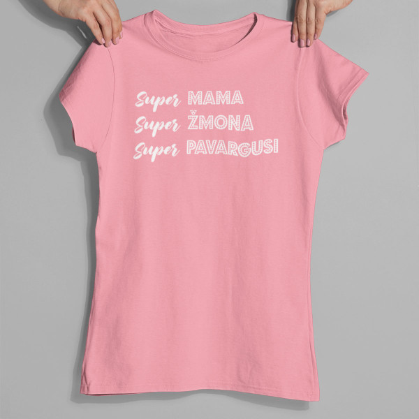 Moteriški marškinėliai "Super mama apibūdinimas"
