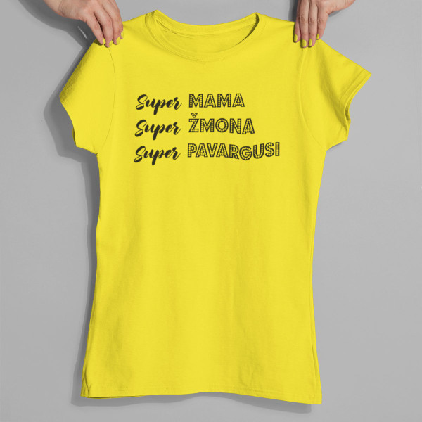 Moteriški marškinėliai "Super mama apibūdinimas"