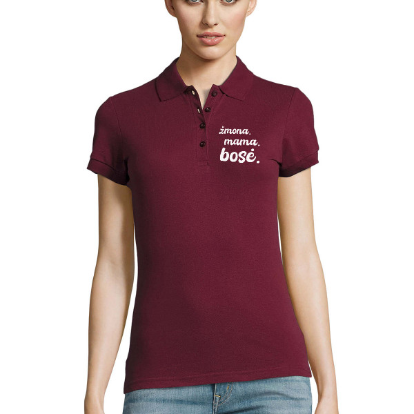 Moteriški Polo marškinėliai "Žmona. Mama. Bosė." Moteriški Polo marškinėliai "Žmona. Mama. Bosė."