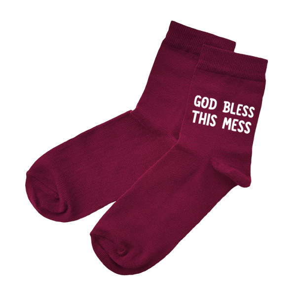 Moteriškos kojinės „God bless this mess“ Moteriškos kojinės „God bless this mess“