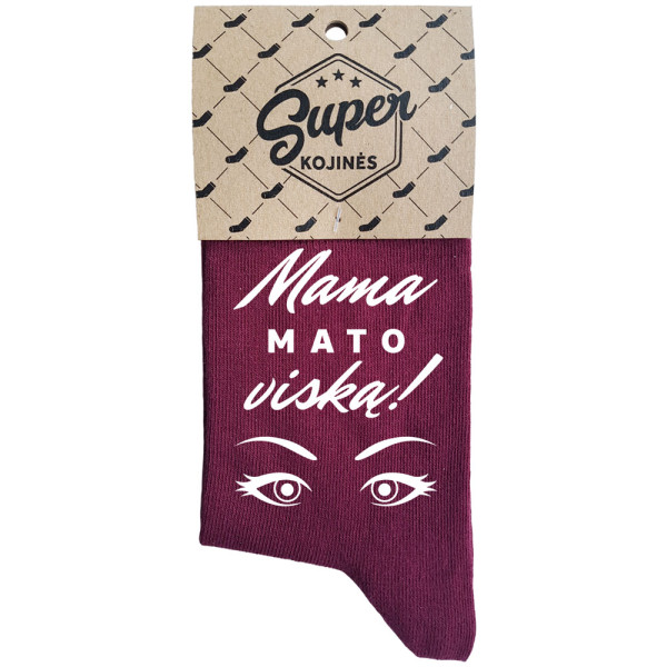Moteriškos kojinės "Mama mato viską!" Moteriškos kojinės "Mama mato viską!"