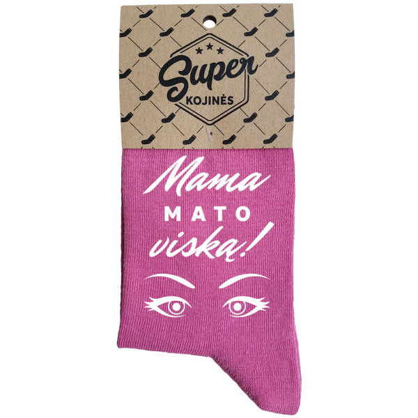Moteriškos kojinės "Mama mato viską!" Moteriškos kojinės "Mama mato viską!"