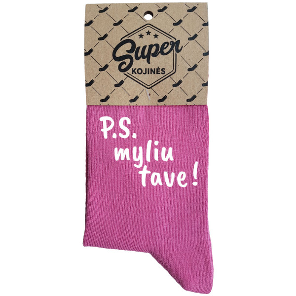 Moteriškos kojinės "P.S. myliu tave!" Moteriškos kojinės "P.S. myliu tave!"