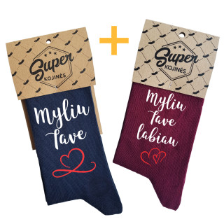 Kojinių komplektas porai "Myliu Tave labiau"