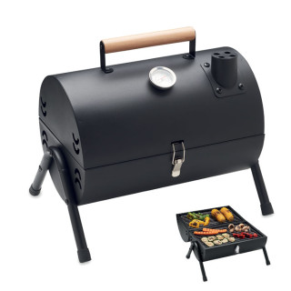 Nešiojama barbekiu kepsninė su kaminu ir temperatūros matuokliu