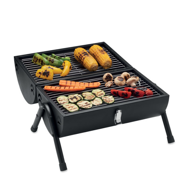 Nešiojama barbekiu kepsninė su kaminu ir temperatūros matuokliu