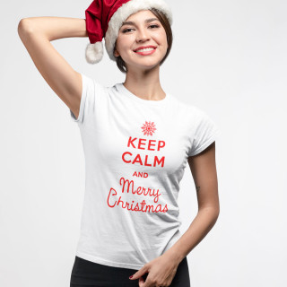 Moteriški marškinėliai "Keep calm Merry Christmas"