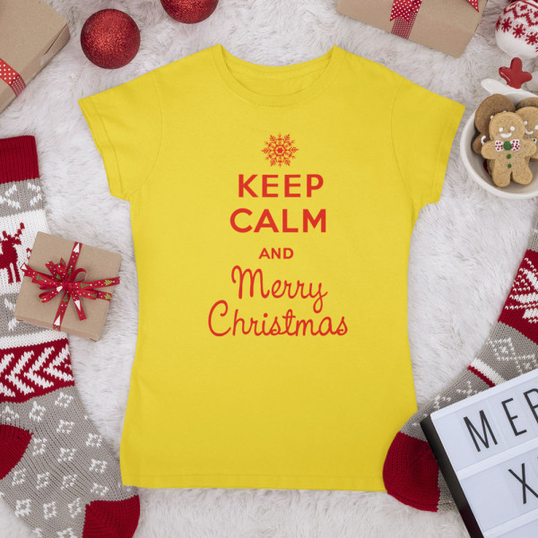 Moteriški marškinėliai "Keep calm Merry Christmas"