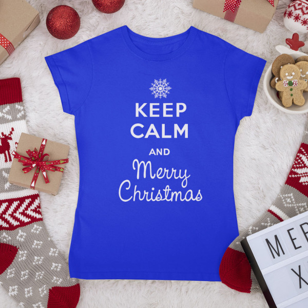 Moteriški marškinėliai "Keep calm Merry Christmas"