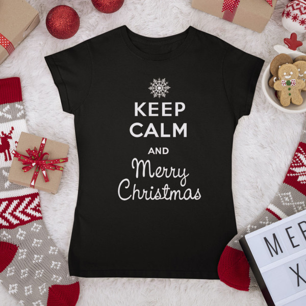 Moteriški marškinėliai "Keep calm Merry Christmas"