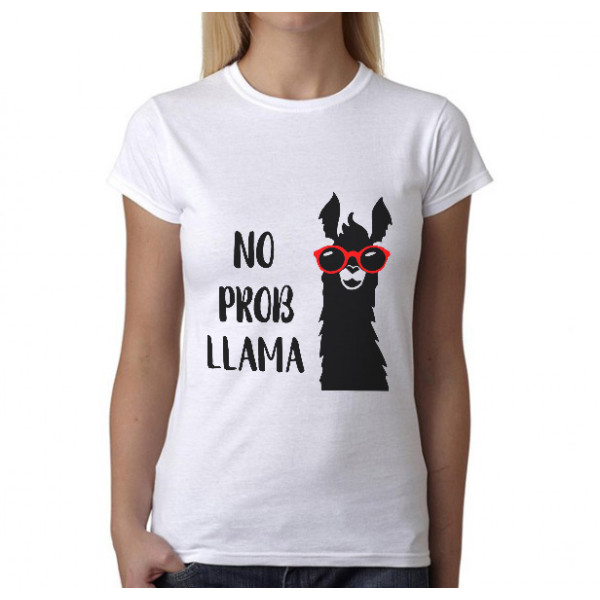 Moteriški marškinėliai "No prob-llama" Moteriški marškinėliai "No prob-llama"