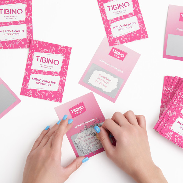 Nutrinamų kortelių rinkinys TIBINO "Mergvakario užduotys"
