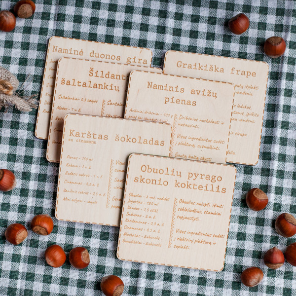 Padėkliukai puodeliams "Gėrimų receptai"
