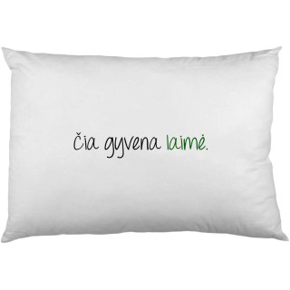 Pagalvės užvalkalas "Čia gyvena laimė"