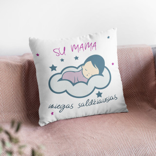 Pagalvės užvalkalas "Su mama miegas saldžiausias"