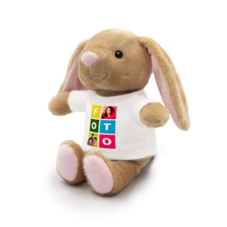 Pliušinis zuikutis "Binky" su Jūsų pasirinkta nuotrauka (18 cm)