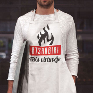 Medvilninė prijuostė "Atsargiai, virtuvėje tėtis"