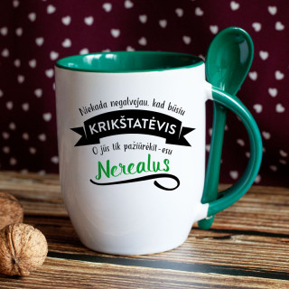 Puodelis su šaukšteliu "Nerealus krikštatėvis"