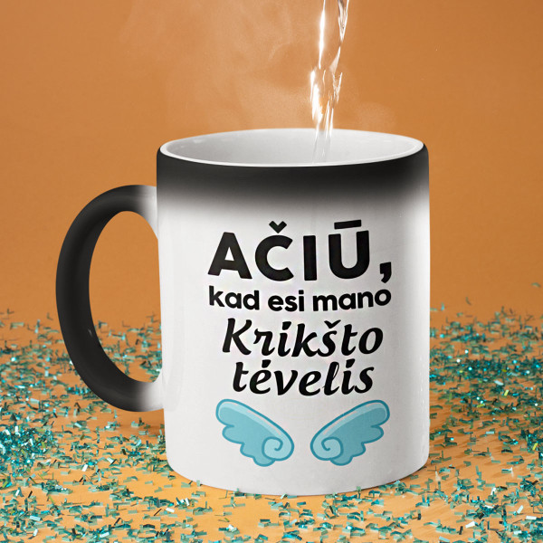 Puodelis "Ačiū, kad esi mano krikšto tėvelis"